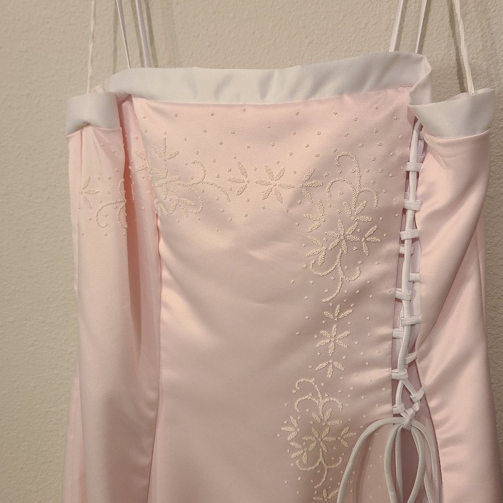 Aspeed light pink and white prom/formal with lace up front